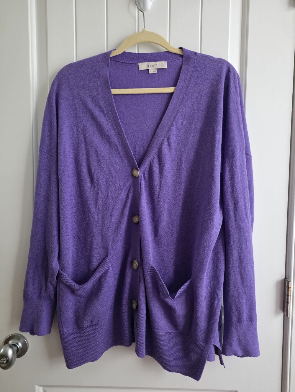 LOFT Violet Button-Front V-Neck Cardigan Sz XL